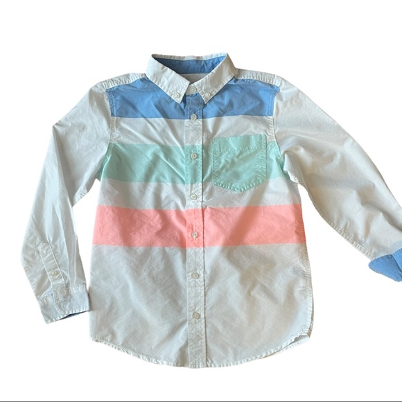 Cat & Jack Boy’s Striped Long Sleeve Button Up Shirt EUC - Picture 4 of 15
